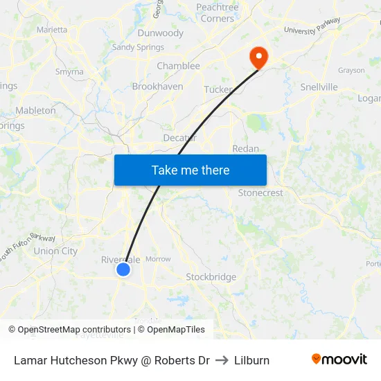 Lamar Hutcheson Pkwy @ Roberts Dr to Lilburn map