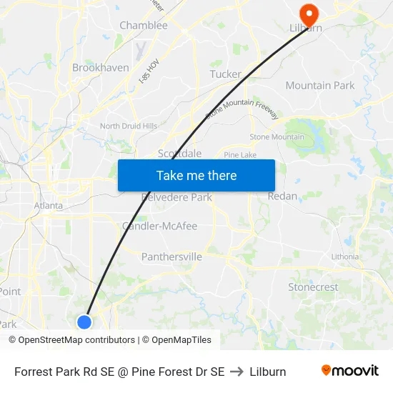 Forrest Park Rd SE @ Pine Forest Dr SE to Lilburn map