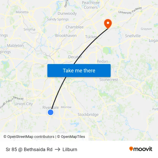 Sr 85 @ Bethsaida Rd to Lilburn map