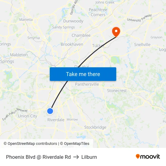 Phoenix Blvd @ Riverdale Rd to Lilburn map