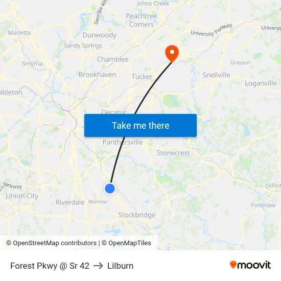 Forest Pkwy @ Sr 42 to Lilburn map