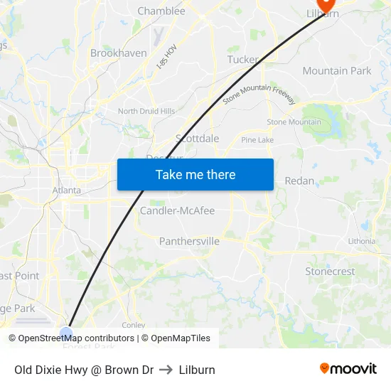 Old Dixie Hwy @ Brown Dr to Lilburn map