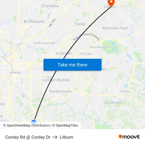 Conley Rd @ Conley Dr to Lilburn map