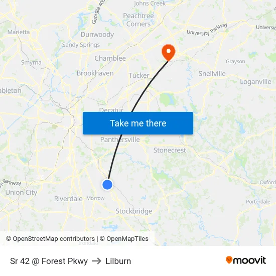 Sr 42 @ Forest Pkwy to Lilburn map