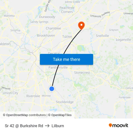 Sr 42 @ Burkshire Rd to Lilburn map