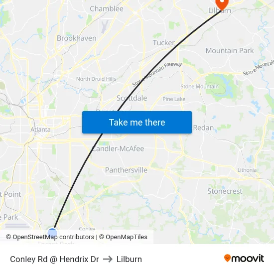 Conley Rd @ Hendrix Dr to Lilburn map
