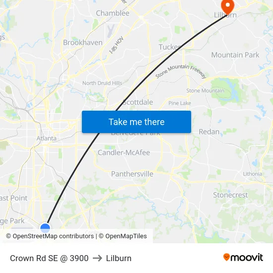 Crown Rd SE @ 3900 to Lilburn map