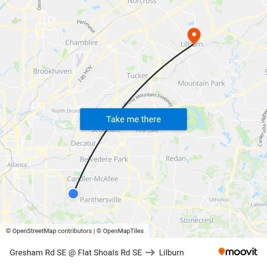 Gresham Rd SE @ Flat Shoals Rd SE to Lilburn map