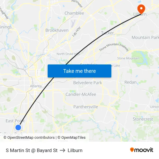 S Martin St @ Bayard St to Lilburn map