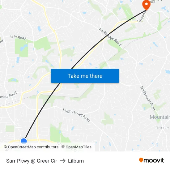 Sarr Pkwy @ Greer Cir to Lilburn map