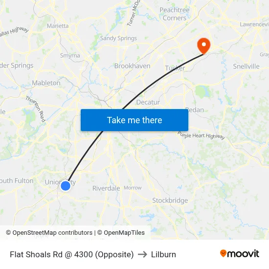 Flat Shoals Rd @ 4300 (Opposite) to Lilburn map