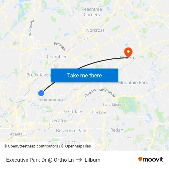 Executive Park Dr @ Ortho Ln to Lilburn map