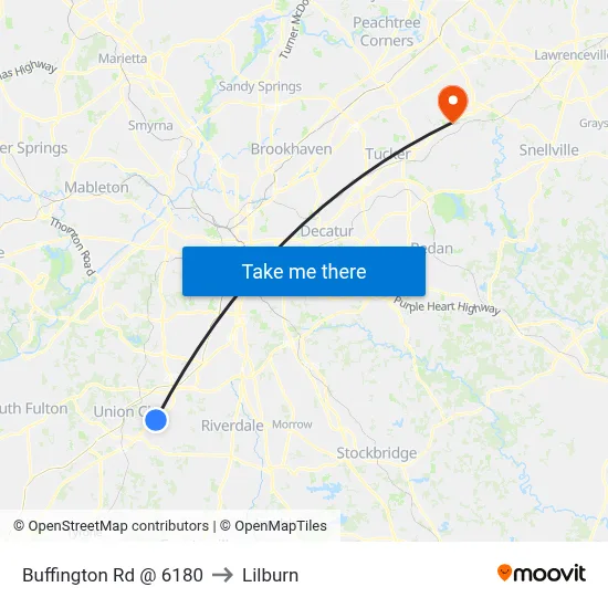 Buffington Rd @ 6180 to Lilburn map