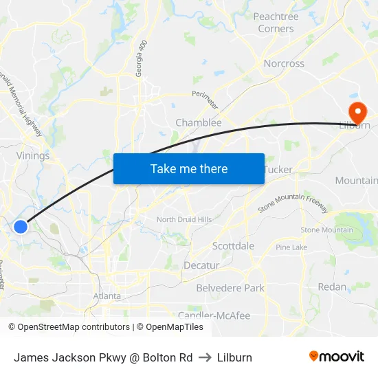 James Jackson Pkwy @ Bolton Rd to Lilburn map