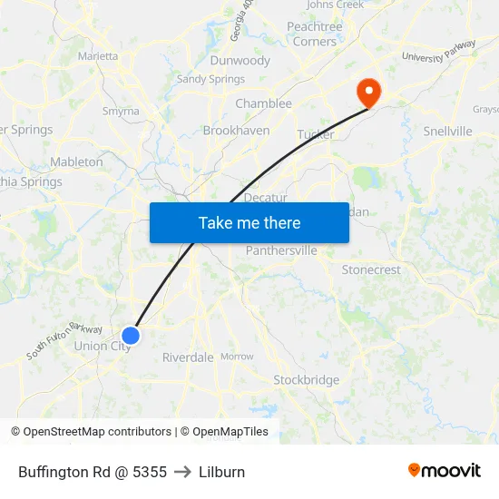 Buffington Rd @ 5355 to Lilburn map