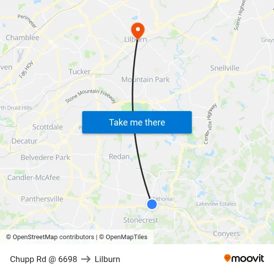 Chupp Rd @ 6698 to Lilburn map