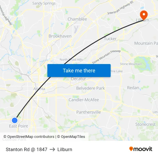 Stanton Rd @ 1847 to Lilburn map