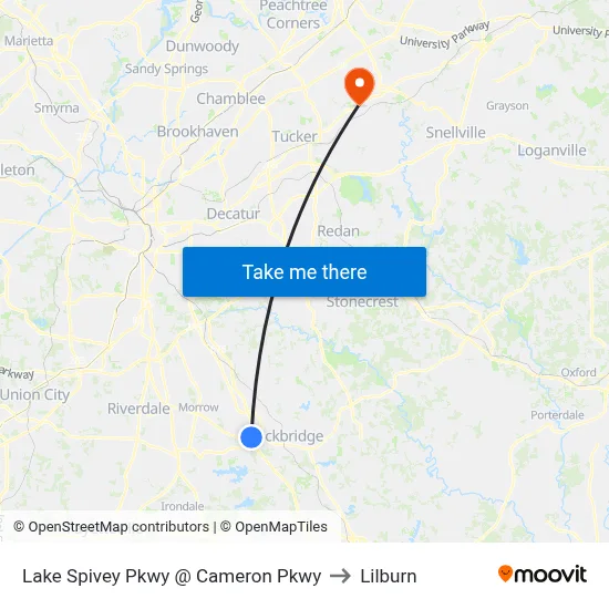 Lake Spivey Pkwy @ Cameron Pkwy to Lilburn map