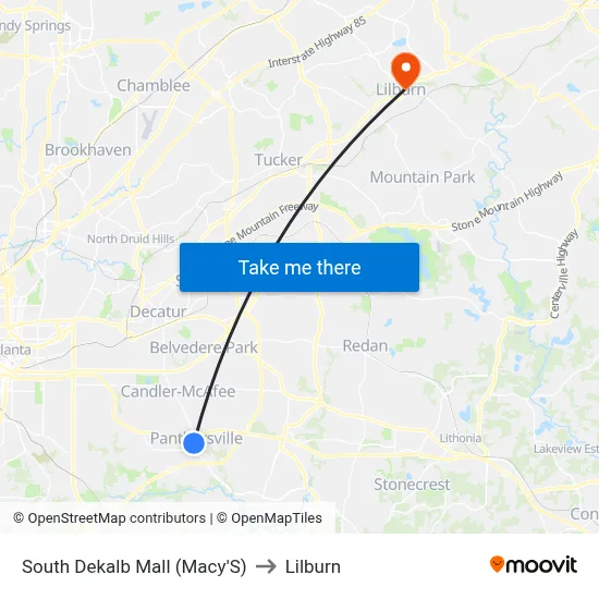 South Dekalb Mall (Macy'S) to Lilburn map