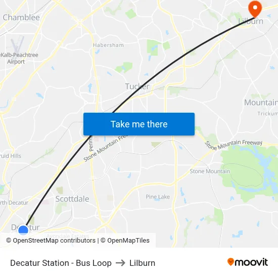 Decatur Station - Bus Loop to Lilburn map