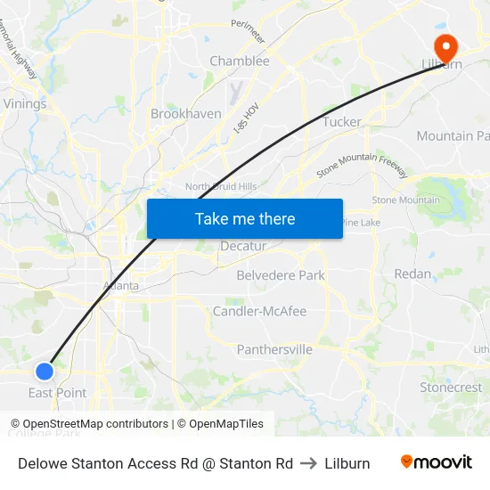 Delowe Stanton Access Rd @ Stanton Rd to Lilburn map