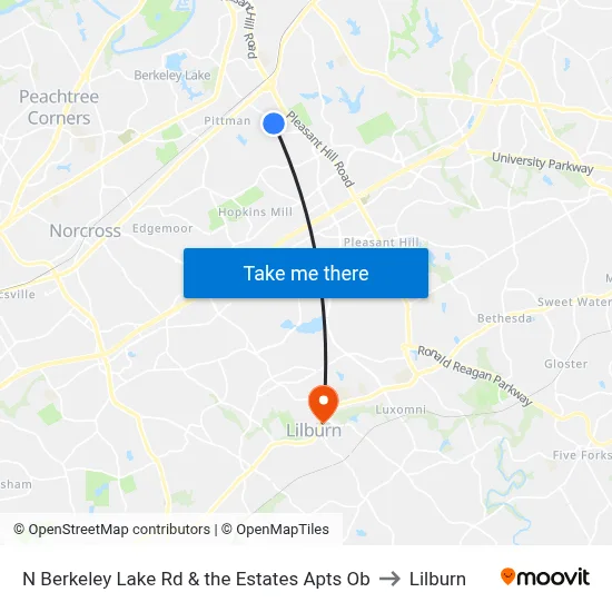 N Berkeley Lake Rd & the Estates Apts Ob to Lilburn map
