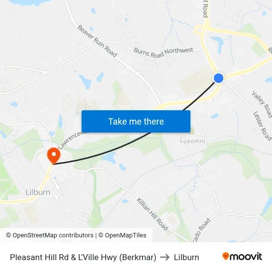 Pleasant Hill Rd & L'Ville Hwy (Berkmar) to Lilburn map
