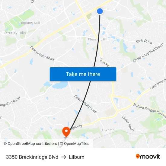 3350 Breckinridge Blvd to Lilburn map