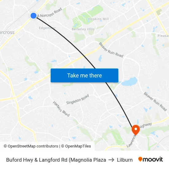 Buford Hwy & Langford Rd (Magnolia Plaza to Lilburn map