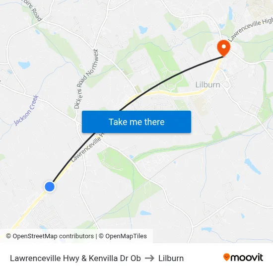 Lawrenceville Hwy & Kenvilla Dr Ob to Lilburn map