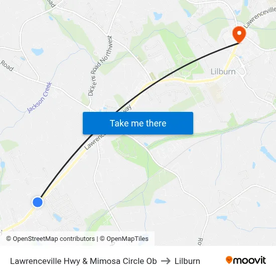 Lawrenceville Hwy & Mimosa Circle Ob to Lilburn map