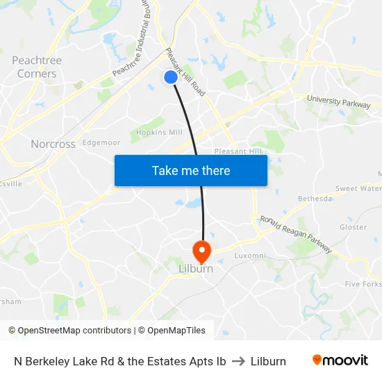 N Berkeley Lake Rd & the Estates Apts Ib to Lilburn map