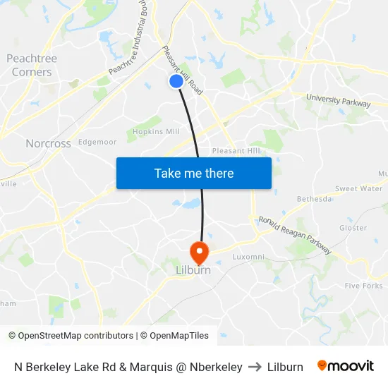 N Berkeley Lake Rd & Marquis @ Nberkeley to Lilburn map