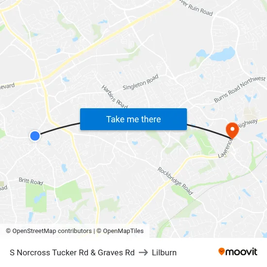 S Norcross Tucker Rd & Graves Rd to Lilburn map