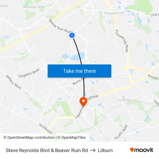 Steve Reynolds Blvd & Beaver Ruin Rd to Lilburn map