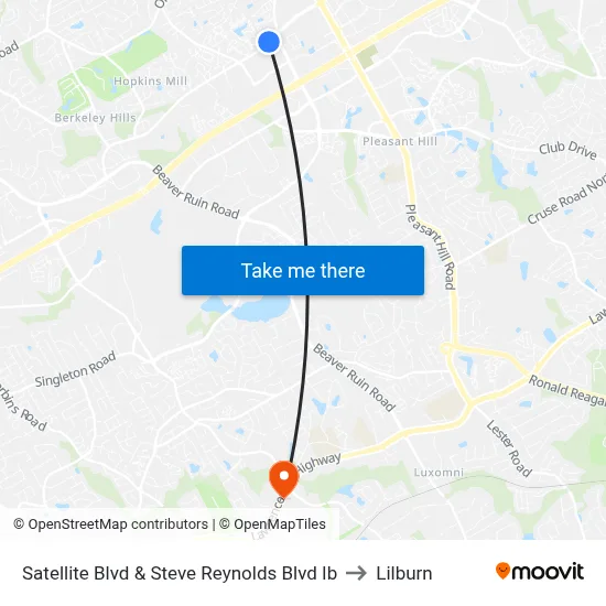 Satellite Blvd & Steve Reynolds Blvd Ib to Lilburn map