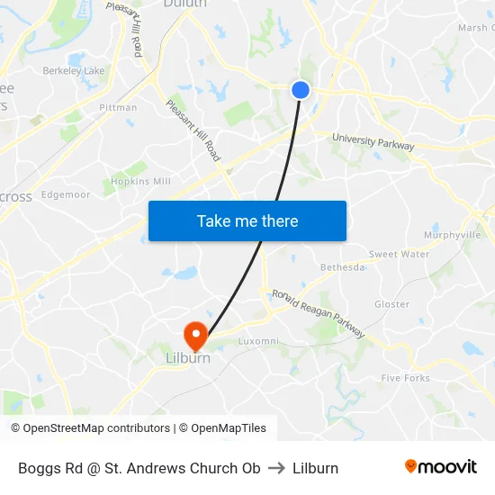 Boggs Rd @ St. Andrews Church Ob to Lilburn map