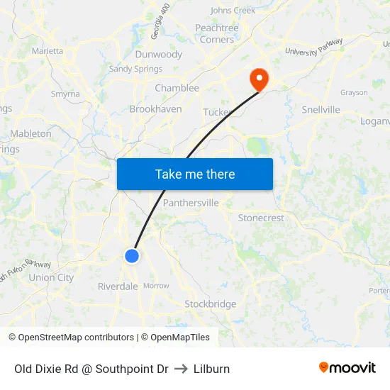 Old Dixie Rd @ Southpoint Dr to Lilburn map