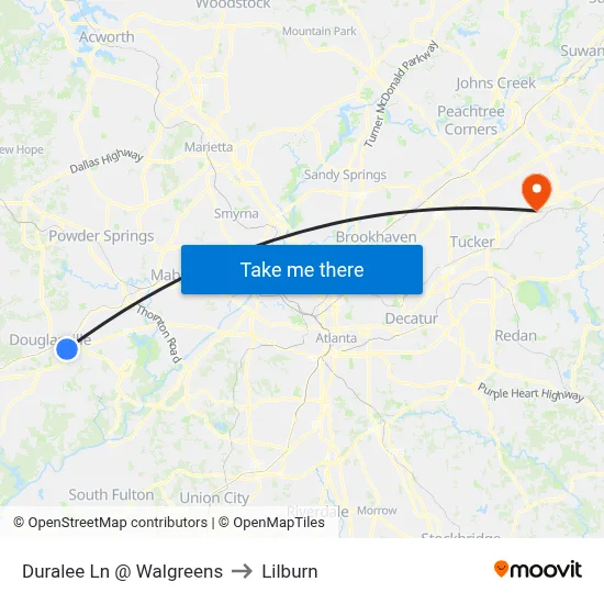Duralee Ln @ Walgreens to Lilburn map