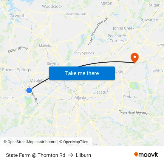 State Farm @ Thornton Rd to Lilburn map