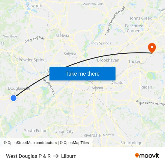 West Douglas P & R to Lilburn map