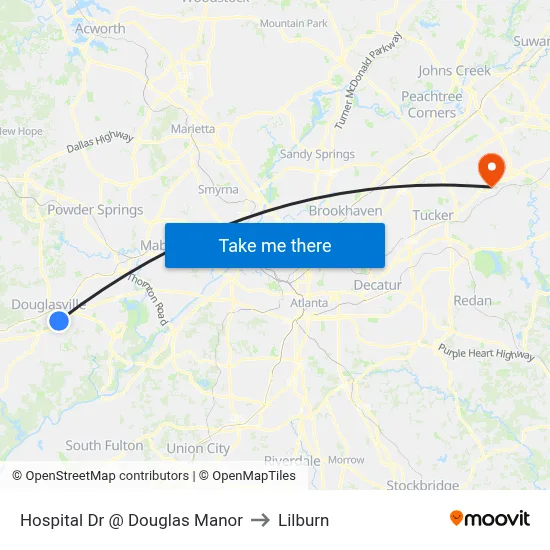 Hospital Dr @ Douglas Manor to Lilburn map