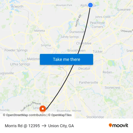 Morris Rd @ 12395 to Union City, GA map