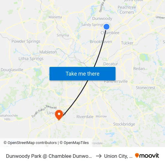 Dunwoody Park @ Chamblee Dunwoody Rd to Union City, GA map