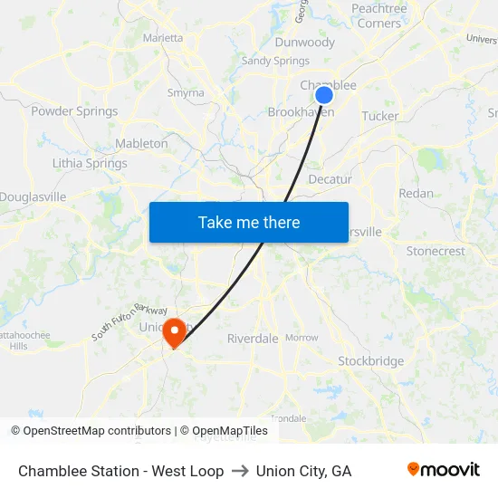 Chamblee Station - West Loop to Union City, GA map