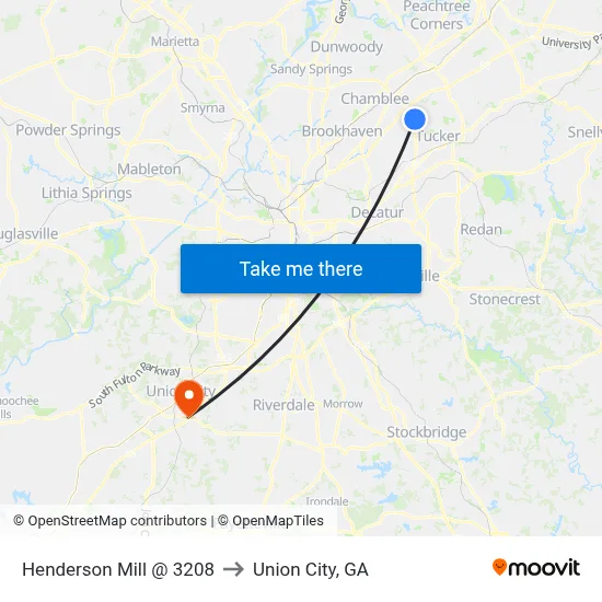 Henderson Mill @ 3208 to Union City, GA map