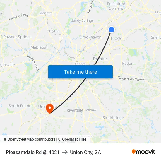 Pleasantdale Rd @ 4021 to Union City, GA map