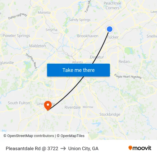 Pleasantdale Rd @ 3722 to Union City, GA map