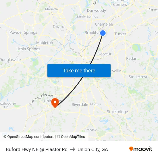 Buford Hwy NE @ Plaster Rd to Union City, GA map