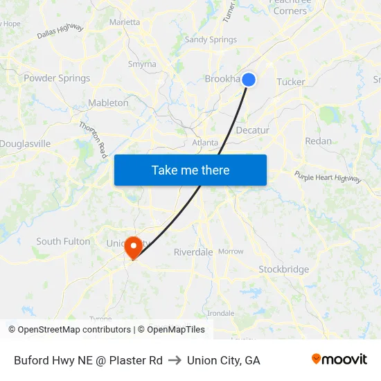 Buford Hwy NE @ Plaster Rd to Union City, GA map